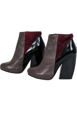 Pierre Hardy - Brown, Black & Maroon Color Block Heeled Booties Sz 8