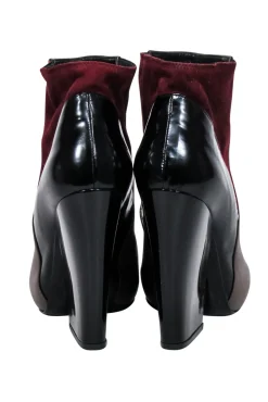 Pierre Hardy - Brown, Black & Maroon Color Block Heeled Booties Sz 8