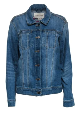 Pilcro and the Letterpress by Anthropologie - Blue Jean Floral Embroidered "Amore" Jacket Sz M