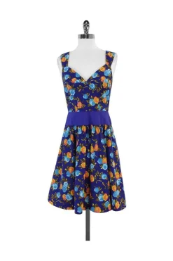 Plenty by Tracy Reese - Blue Floral Cotton Dress Sz 8