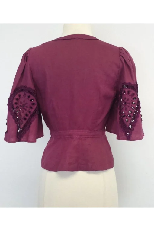 Plenty by Tracy Reese - Maroon Linen Top Sz 4