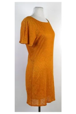 Plenty by Tracy Reese - Orange Linen Short Sleeve Dress Sz S