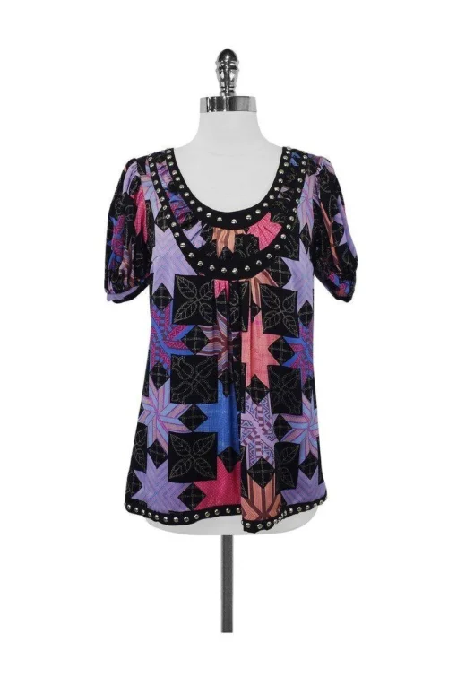Plenty by Tracy Reese - Print Blouse w/ Stud Detail Sz S