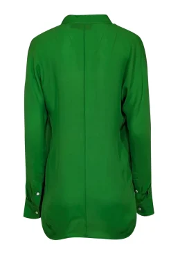 Polo Ralph Lauren - Green Long Sleeve Silk Notch Neckline Top Sz XS