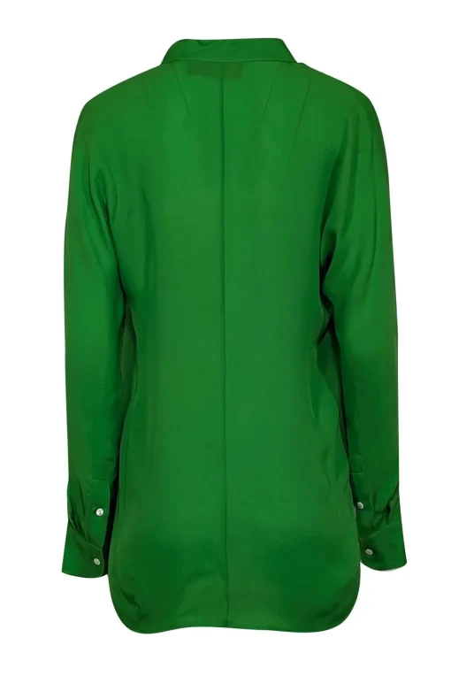 Polo Ralph Lauren - Green Long Sleeve Silk Notch Neckline Top Sz XS