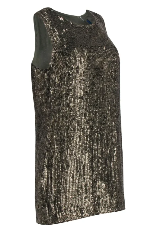 Polo Ralph Lauren - Olive Green Sequin Sleeveless Mini Dress Sz 10