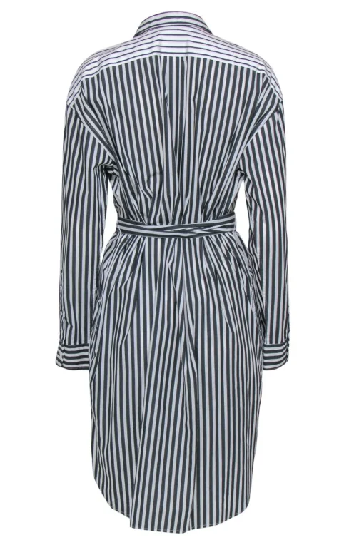 Polo Ralph Lauren - White & Black Striped Belted Shirtdress Sz 14