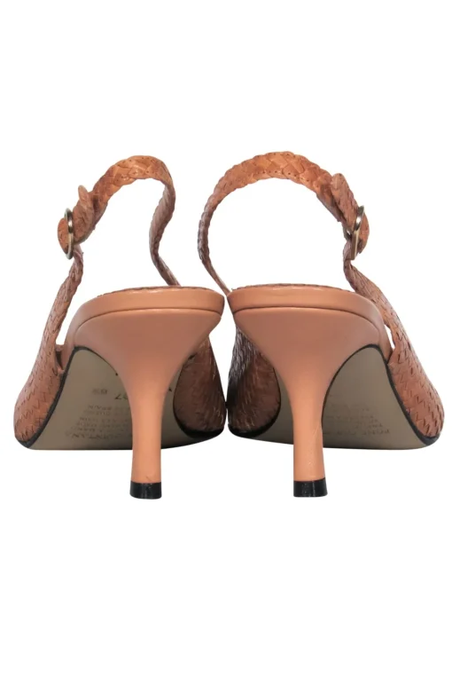 Pons Quintana - Brown & Black Woven Leather Slingback Pumps Sz 6.5
