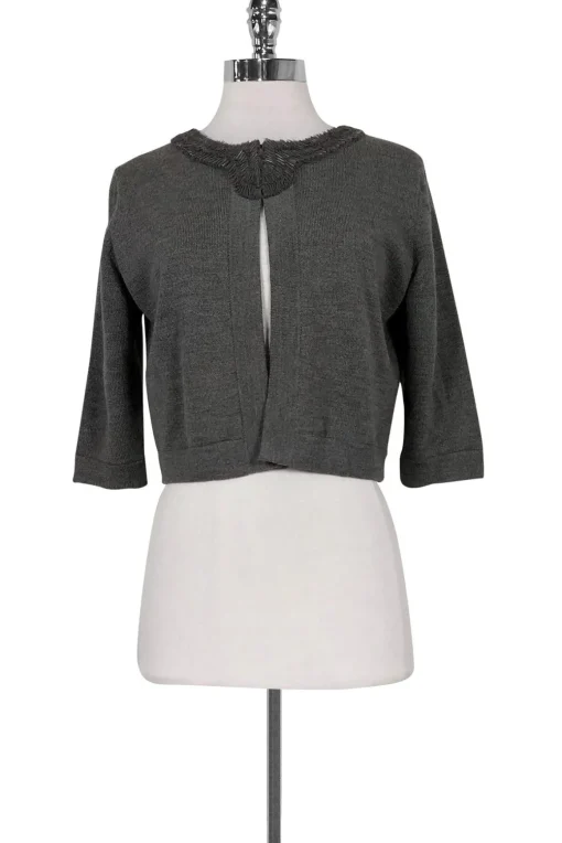 Ports 1961 - Grey Wool Cropped Cardigan Sz M