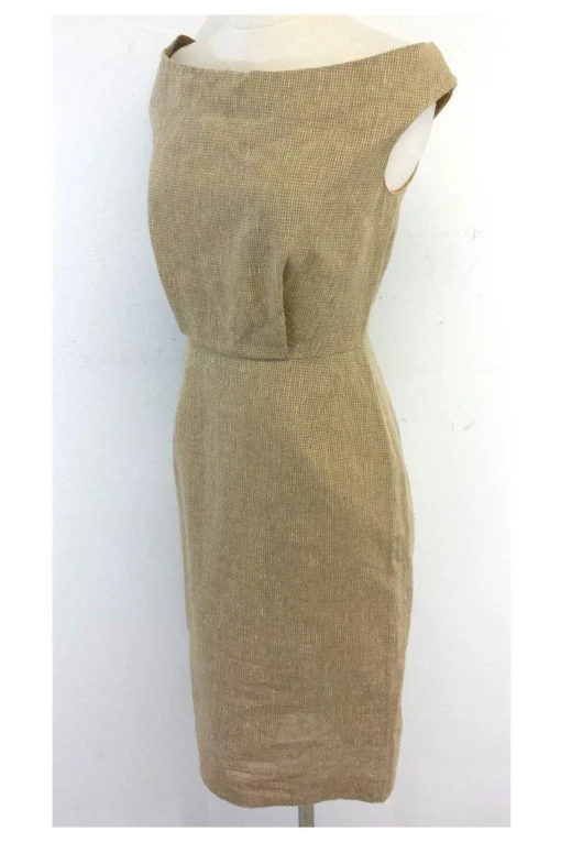 Ports 1961 - Light Brown & Orange Gingham Cotton Dress Sz 4