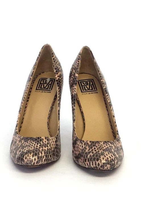 Pour La Victoire - Beige & Black Snakeskin Print Pumps Sz 9