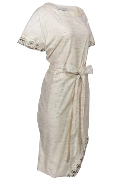 Prabal Gurung - Cream Space Dye Midi Dress w/ Snakeskin Trim Sz 10