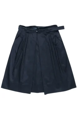 Prada - Black Belted Pleated Skirt Sz 12