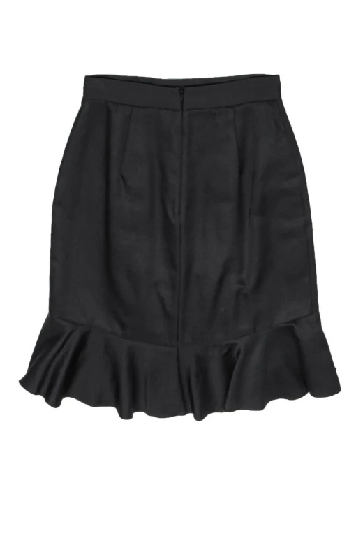 Prada - Black Flounce Wool & Silk Skirt Sz 8