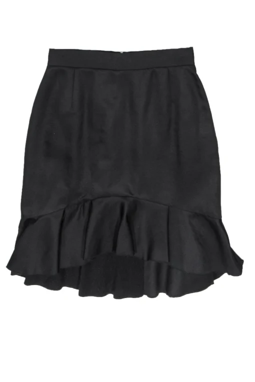 Prada - Black Flounce Wool & Silk Skirt Sz 8