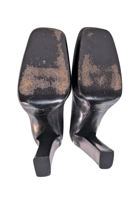 Prada - Black Leather Block Heels Sz 6