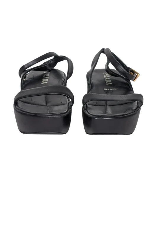 Prada - Black Leather Platform Strappy Sandals Sz 6