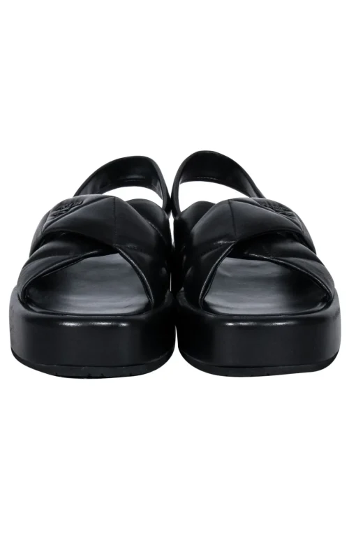 Prada - Black Leather Puff Strappy Sandals Sz 8