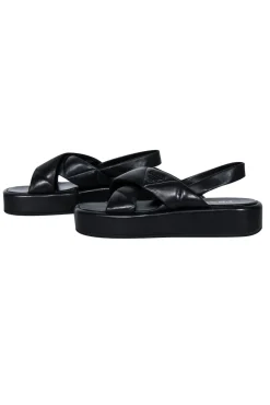 Prada - Black Leather Puff Strappy Sandals Sz 8