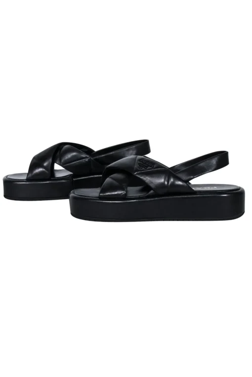 Prada - Black Leather Puff Strappy Sandals Sz 8