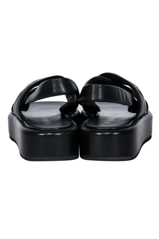 Prada - Black Leather Puff Strappy Sandals Sz 8