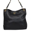 Prada - Black Pebbled Leather Shoulder Bag