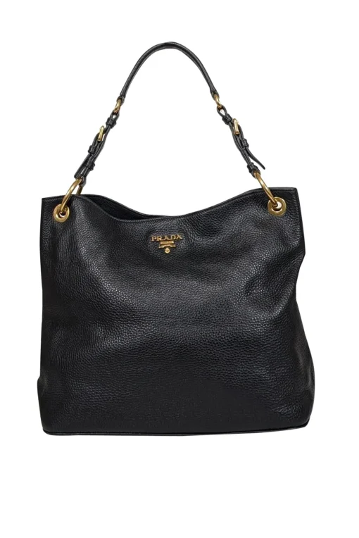 Prada - Black Pebbled Leather Shoulder Bag