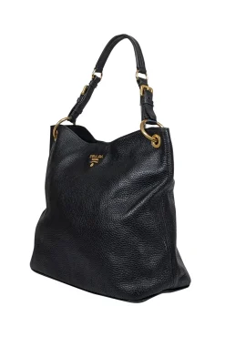 Prada - Black Pebbled Leather Shoulder Bag