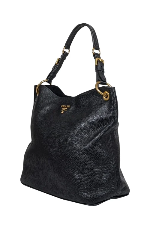 Prada - Black Pebbled Leather Shoulder Bag
