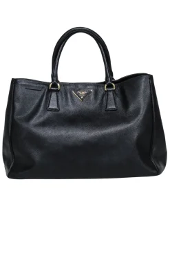 Prada - Black Saffiano Leater Largo Tote Bag