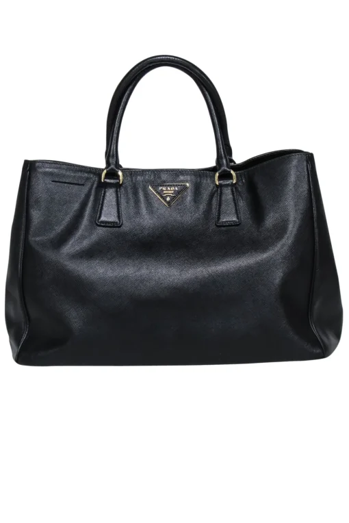 Prada - Black Saffiano Leater Largo Tote Bag