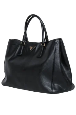Prada - Black Saffiano Leater Largo Tote Bag