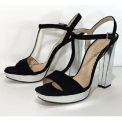 Prada - Black Suede & Silver Pumps Sz Sz 11