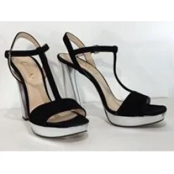 Prada - Black Suede & Silver Pumps Sz Sz 11
