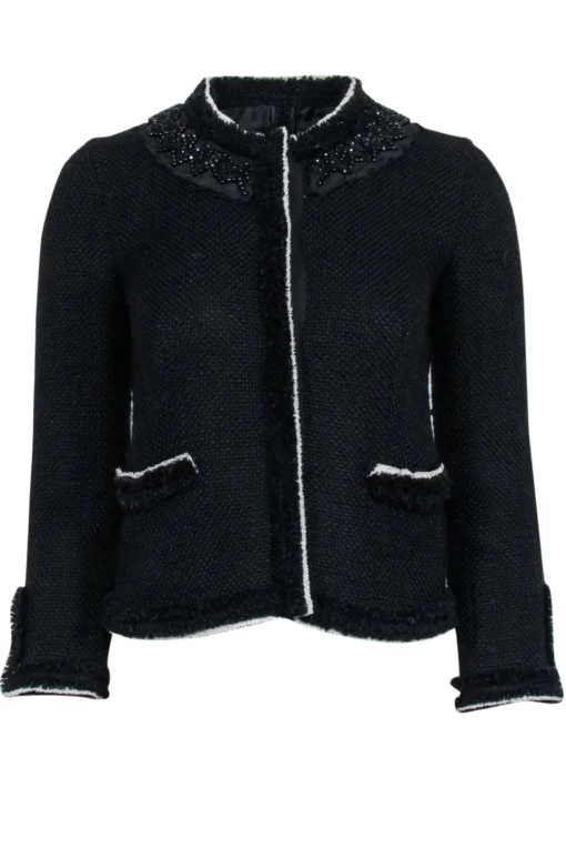 Prada - Black Tweed Embellished Jacket Sz 4