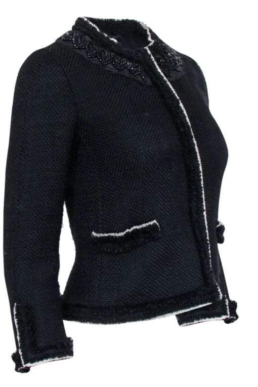 Prada - Black Tweed Embellished Jacket Sz 4
