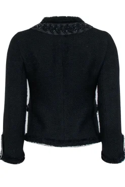 Prada - Black Tweed Embellished Jacket Sz 4