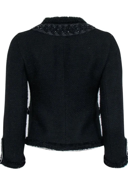 Prada - Black Tweed Embellished Jacket Sz 4