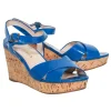 Prada - Blue Patent Leather Cork Wedges Sz 9