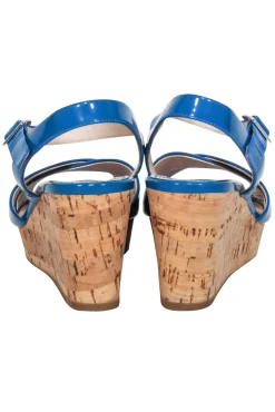 Prada - Blue Patent Leather Cork Wedges Sz 9