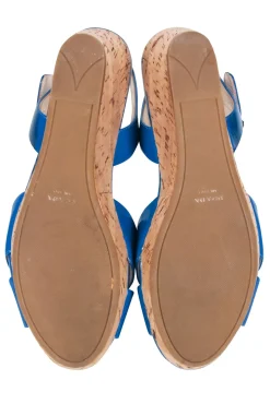 Prada - Blue Patent Leather Cork Wedges Sz 9