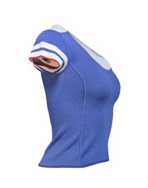 Prada - Blue, White, & Red Knit Short Sleeve Top Sz S