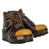 Prada - Brown Leather w/ Mustard Toe Cap Platform Boots Sz 9