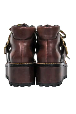 Prada - Brown Leather w/ Mustard Toe Cap Platform Boots Sz 9