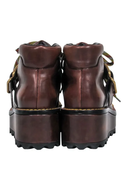 Prada - Brown Leather w/ Mustard Toe Cap Platform Boots Sz 9
