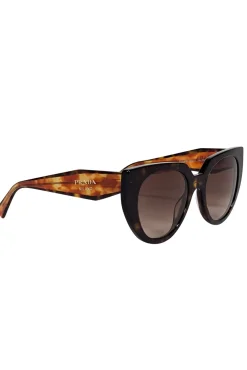 Prada - Brown Tortoise Round Cate Eye Sunglasses