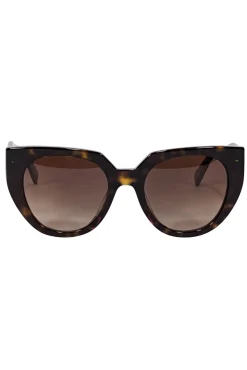 Prada - Brown Tortoise Round Cate Eye Sunglasses