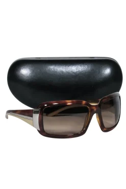 Prada - Brown Tortoise Shell Square Oversized Sunglasses