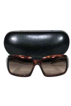 Prada - Brown Tortoise Shell Square Oversized Sunglasses