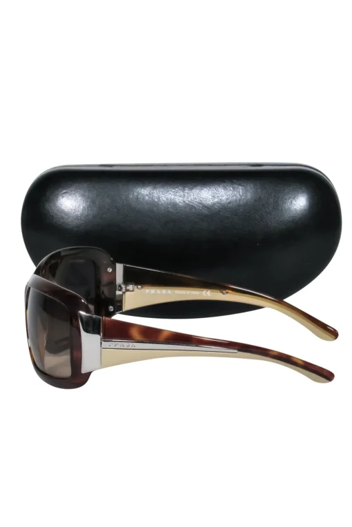 Prada - Brown Tortoise Shell Square Oversized Sunglasses